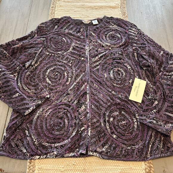 Laura Ashley Jackets & Blazers - NWT Laura Ashley Purple Black Full Zip Circles Blazer Jacket Art To Wear Sz 2X